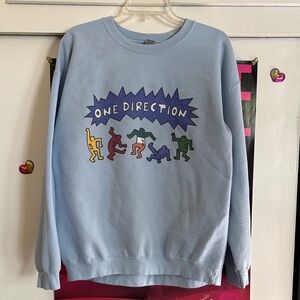 1D Light Blue Crewneck with Colorful Dancer Graphics